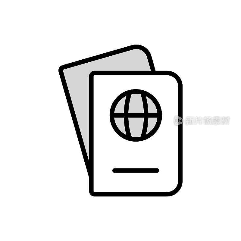 护照通用线图标设计与可编辑的笔画。适合网页，移动应用，UI, UX和GUI设计。